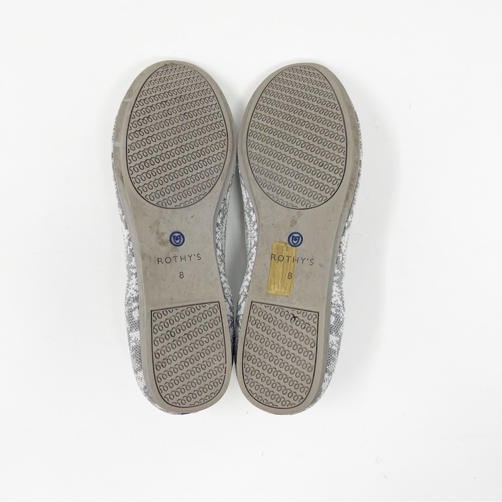 Rothy’s Slip-On Loafers Snake Skin Pattern Print Light Grey 8 - Picture 13 of 15